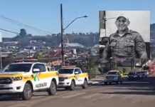 Policiais fazem cortejo em homenagem a colega falecido