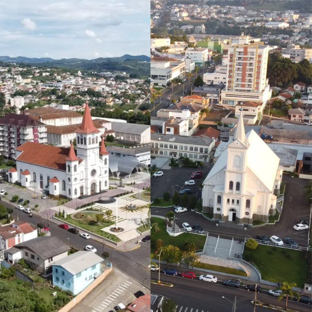 Vista área de Videira e Caçador no Meio-Oeste