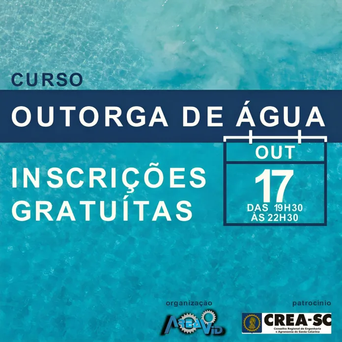 Outorga de Água será tema de curso promovido pela Areavid e Crea