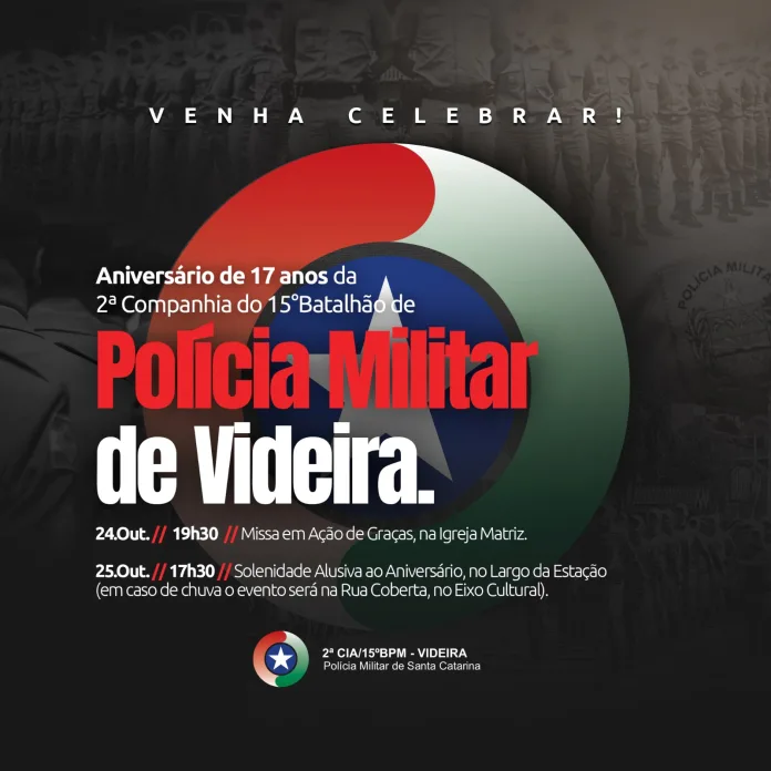 Solenidade marca o 17º aniversário da cia da PM de Videira