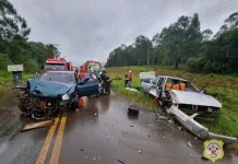 Acidente envolve três veículos em Caçador