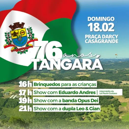 Tangará celebra 76 anos com as atrações especiais