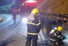 Princípio de incêndio em caminhão é controlado em Rio das Antas