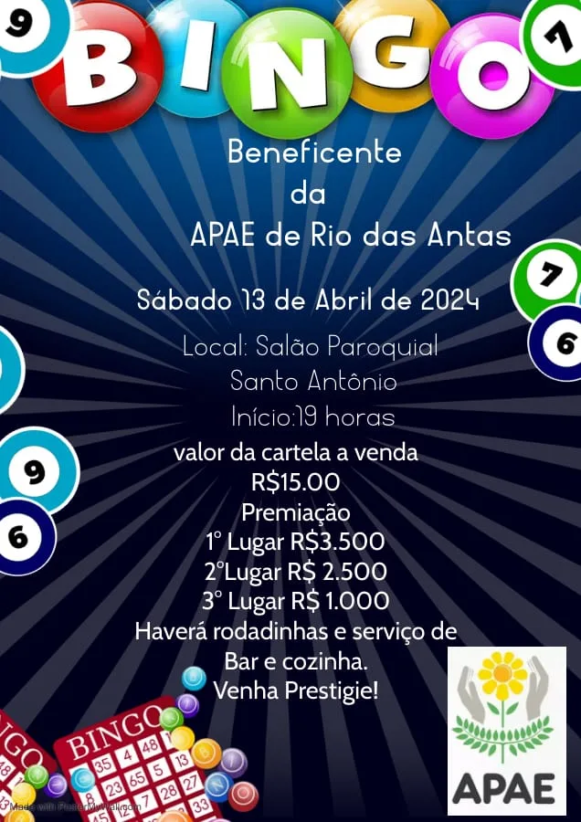 Bingo da APAE de Rio das Antas acontece neste sábado (13)