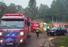 Sete pessoas envolvidas em acidente no interior de Caçador