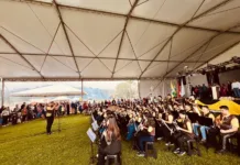 Músicos do Contestado na festa de aniversário de Timbó Grande