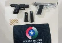 Perturbação do sossego resulta em apreensão de armas de fogo em Videira