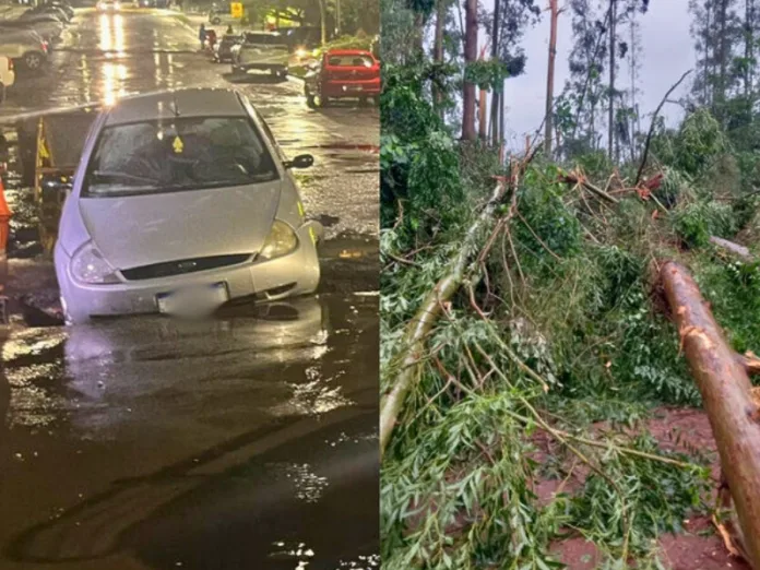 Chuva intensa e vento forte causam estragos no Oeste catarinense