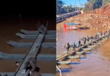 Exército de SC constrói ponte flutuante no RS