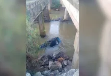 Mulher perde a direção e carro cai em rio em Tangará