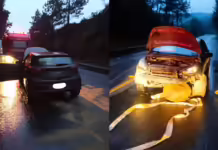 Veículo colide em rochas na SC-135 em Rio das Antas