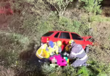 Motorista fica ferida em colisão de carros na BR-282