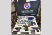 PM de Joaçaba realiza prisão, apreende drogas e armas de fogo