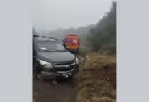 Motorista fica ferida após colisão contra pedras em Tangará