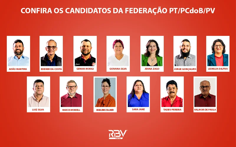 Candidatos a vereador da Federação PT/PCdoB/PV