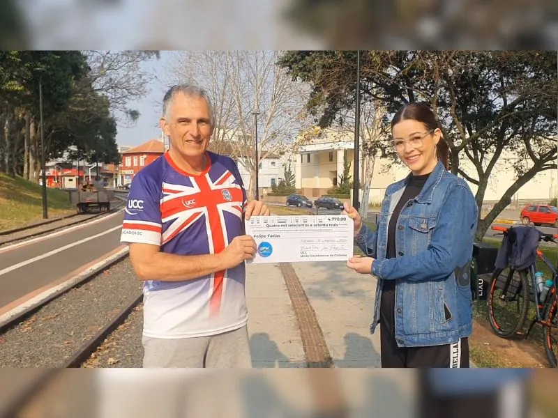 União Caçadorense de Ciclismo entrega valor arrecadado em Pedal Solidário