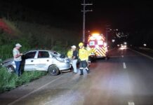 Motorista fica ferido em capotamento na SC-135 em Videira