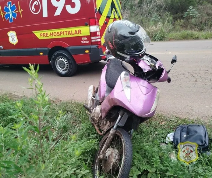 Moto colide em capivara e condutora fica ferida