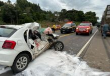 Acidente na BR-470 em Brunópolis deixa motorista ferida