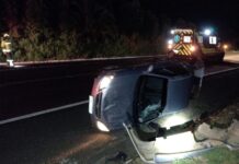 Capotamento é registrado na SC-355 em Fraiburgo