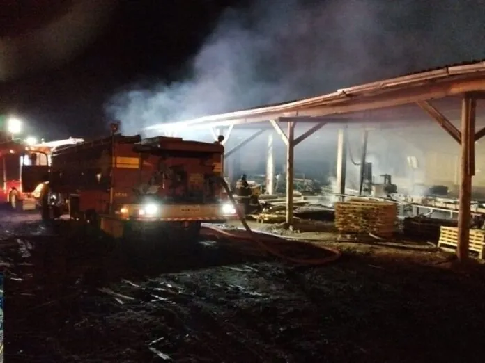 Fogo em madereira mobiliza Corpo de Bombeiros