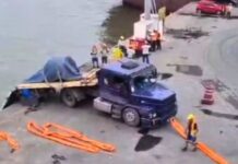 Caminhão perde os freios e quase cai no mar em SC