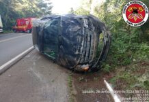 Veículo capota na SC-135 em Ibiam e motorista é ejetado