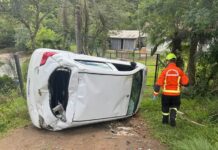 Capotamento na rodovia Victório Polleto em Caçador