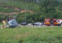 Helicóptero com quatro pessoas a bordo cai em SC