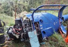 Queda de helicóptero deixa dois mortos e dois sobreviventes