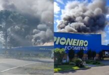 Incêndio de grandes proporções destrói parte da Pioneiro Ecometais