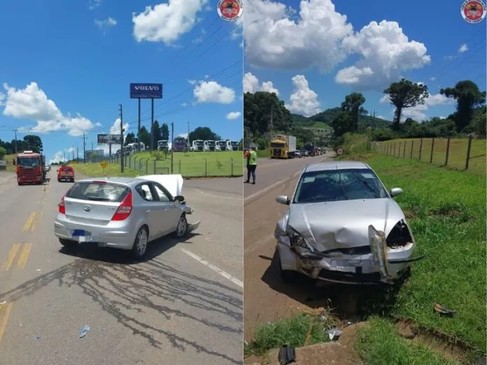 Colisão fere motoristas na SC-355 em Videira