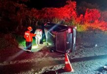 Jovem fica ferido após capotamento na SC-120