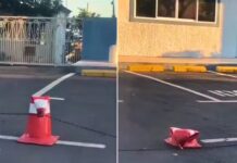 Onda de calor derrete cones de trânsito no Rio Grande do Sul