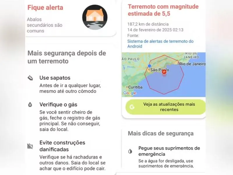 Alerta de terremoto no litoral de SP é falso, afirma Defesa Civil