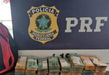 PRF localiza R$ 192 mil em dinheiro sem procedência na BR-282 em Campos Novos