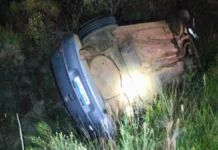 Capotamento deixa cinco feridos na SC-451 em Curitibanos