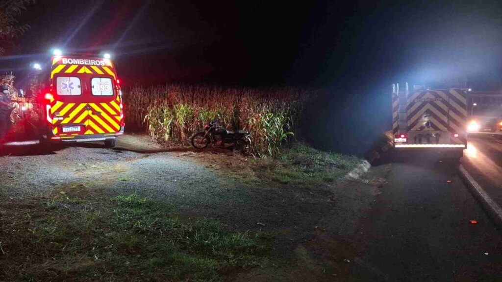 Acidente na SC 135 deixa motociclista com múltiplos ferimentos