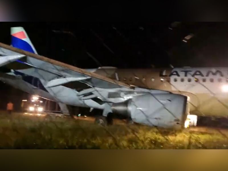 Avião da LATAM com mais de 100 passageiros sai da pista em Chapecó