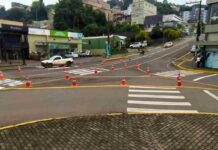 Prefeitura substitui faixas elevadas por nova sinalização no centro de Videira