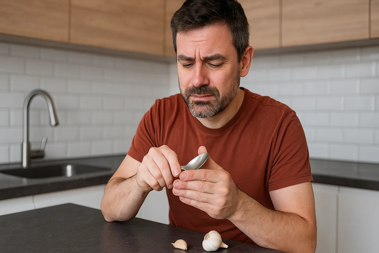 Como tirar cheiro de alho das mãos com um item que você tem na gaveta