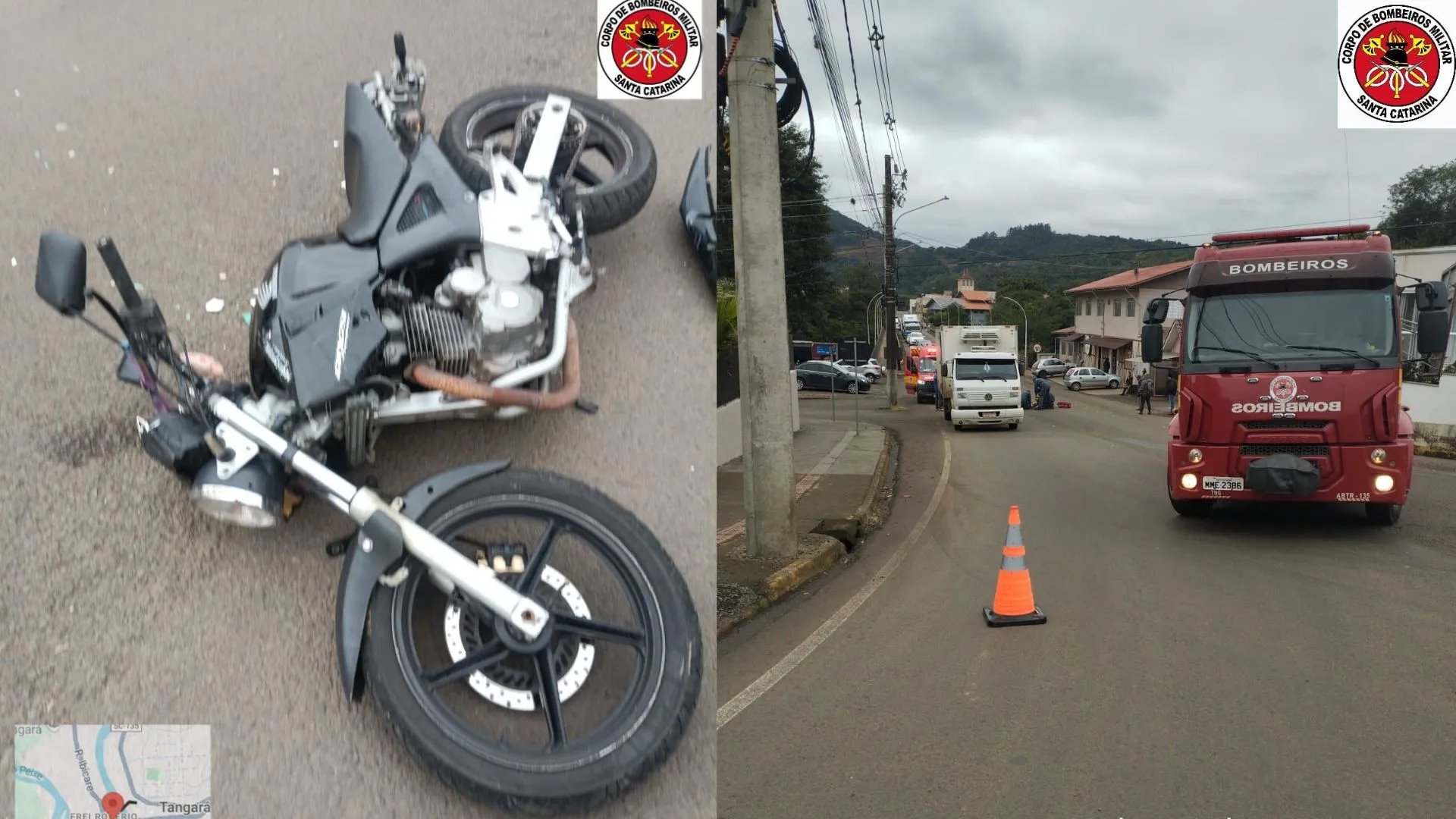 Motociclista fica ferido após colisão com caminhão em Tangará