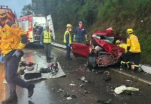 Idoso e homem de 33 anos morrem em batida frontal na BR-282