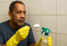 1 colher de bicarbonato tira o encardido do azulejo sem precisar esfregar