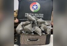 PM apreende 20 kg de maconha após perseguição em Joaçaba