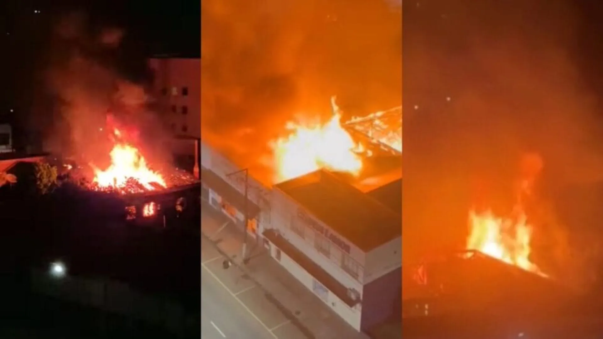 Fogo atinge bar, igreja e sala comercial no centro de Concórdia