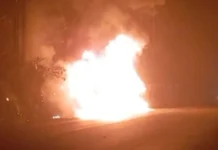 Incêndio em caminhão com porcos mata motorista em acidente na BR-282 em Santa Catarina