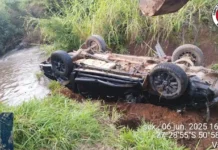 Homem morre após carro cair de ponte na BR-282 em Vargem