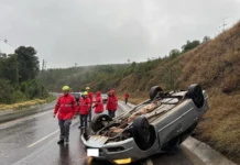 Bombeiros Voluntários atendem acidente enquanto voltavam de competição
