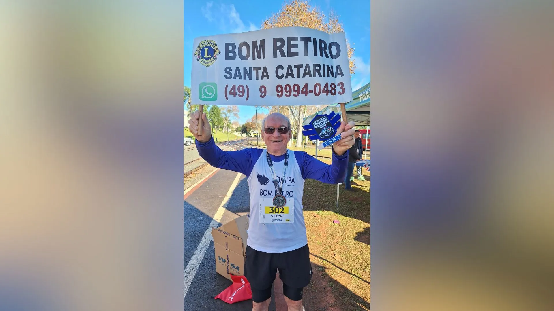 Atleta de 80 anos é destaque na Corrida de Rua da PM de Caçador